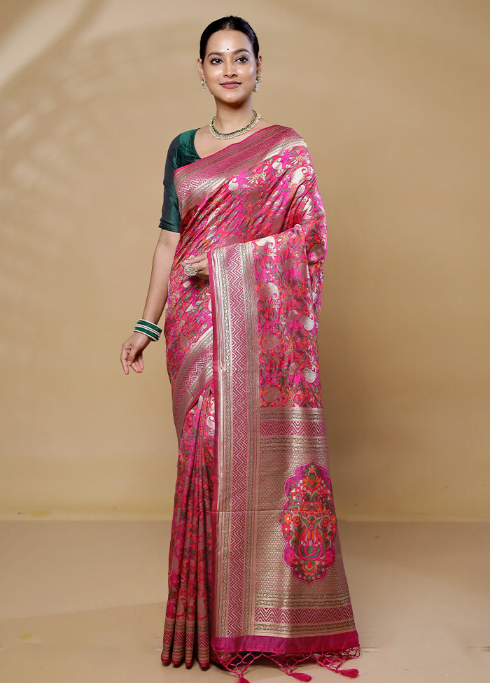 Pink Dupion Silk Saree With Blouse Piece