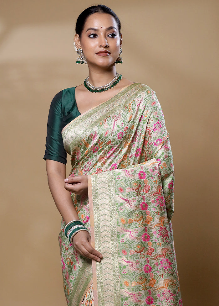 Green Dupion Silk Saree With Blouse Piece