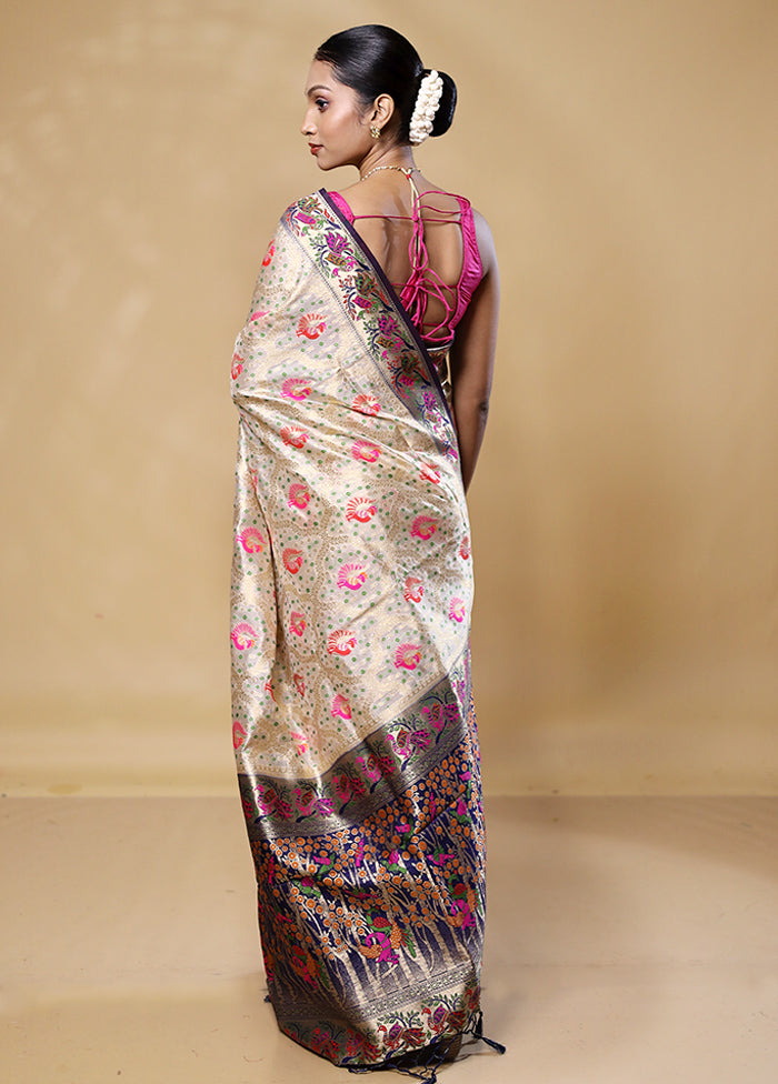 White Dupion Silk Saree With Blouse Piece