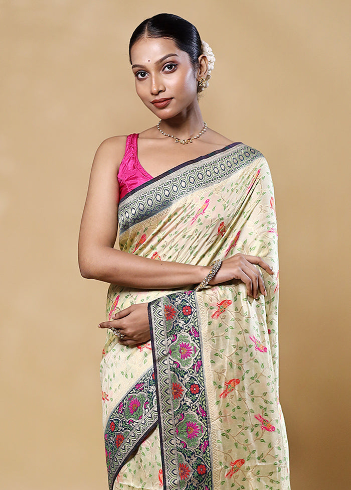 White Dupion Silk Saree With Blouse Piece