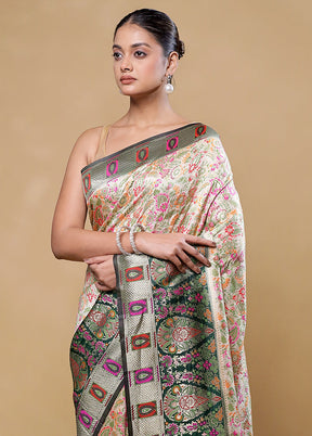 Cream Dupion Silk Saree With Blouse Piece