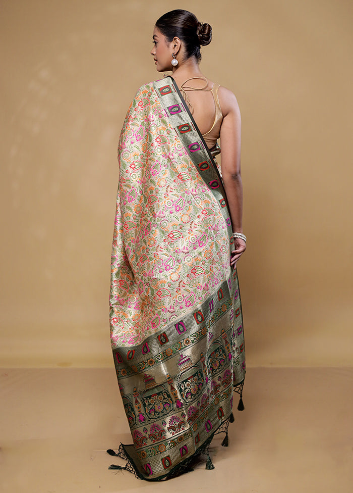 Cream Dupion Silk Saree With Blouse Piece