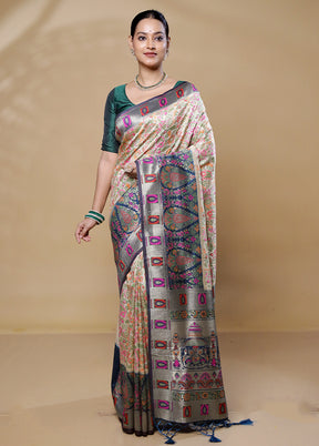 Cream Dupion Silk Saree With Blouse Piece