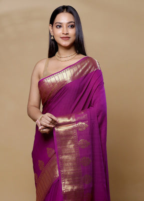 Purple Dupion Silk Saree With Blouse Piece