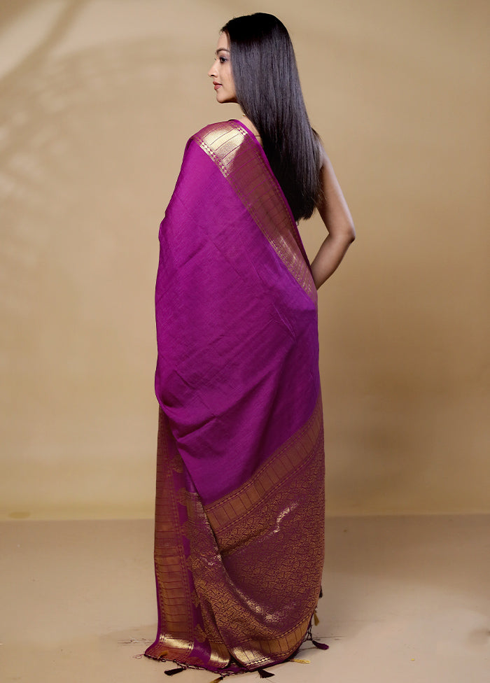 Purple Dupion Silk Saree With Blouse Piece