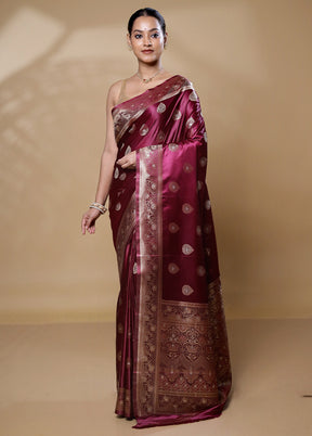 Purple Dupion Silk Saree With Blouse Piece