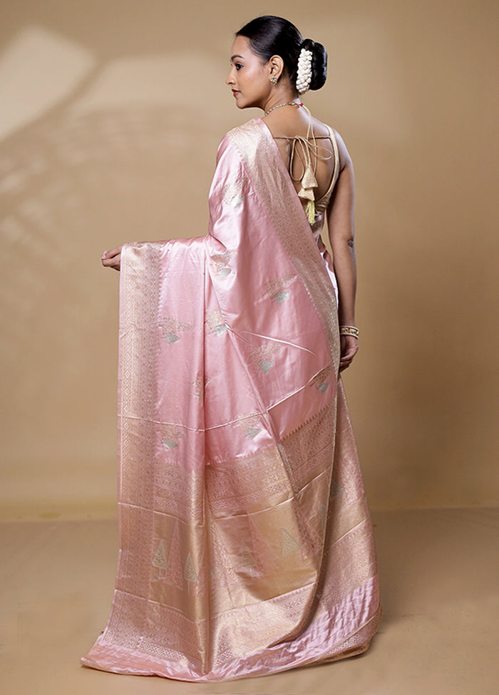 Pink Dupion Silk Saree With Blouse Piece