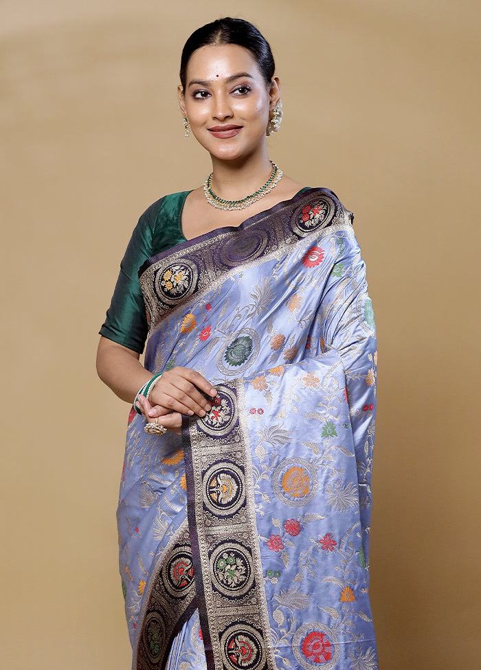 Grey Dupion Silk Saree With Blouse Piece