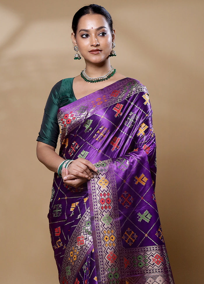 Purple Dupion Silk Saree With Blouse Piece