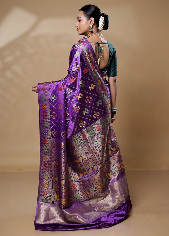 Purple Dupion Silk Saree With Blouse Piece