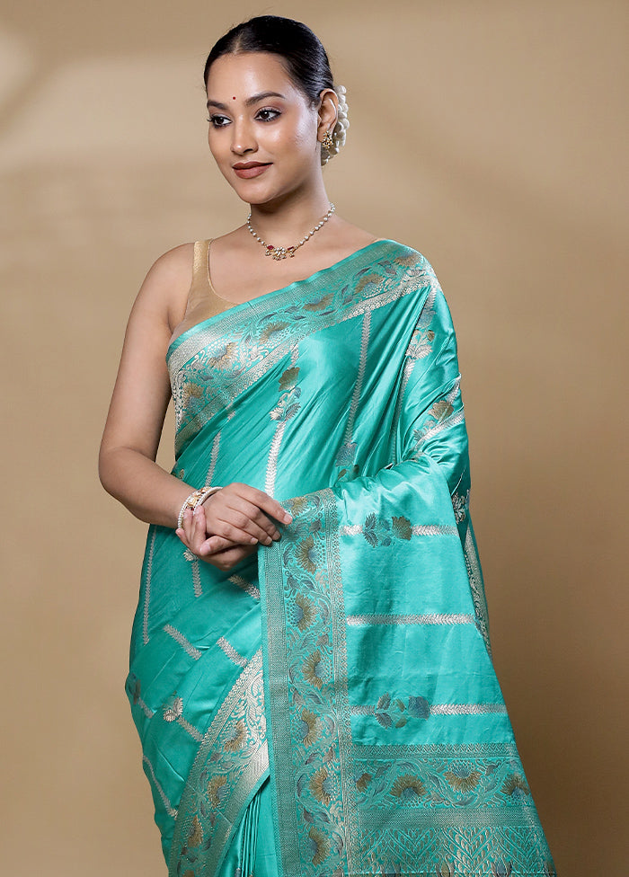 Blue Dupion Silk Saree With Blouse Piece