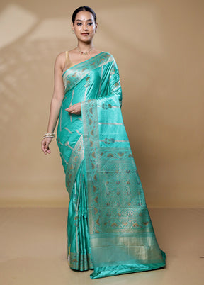 Blue Dupion Silk Saree With Blouse Piece