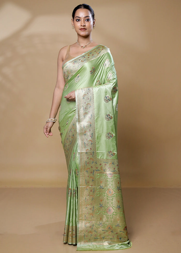 Green Dupion Silk Saree With Blouse Piece