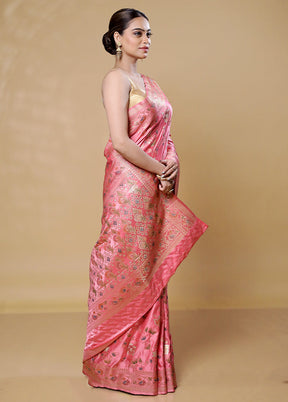 Pink Dupion Silk Saree With Blouse Piece