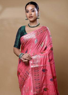 Pink Dupion Silk Saree With Blouse Piece