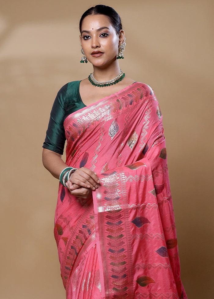 Pink Dupion Silk Saree With Blouse Piece