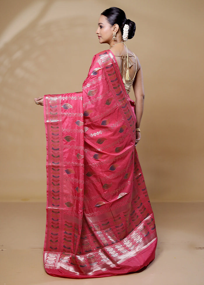 Pink Dupion Silk Saree With Blouse Piece