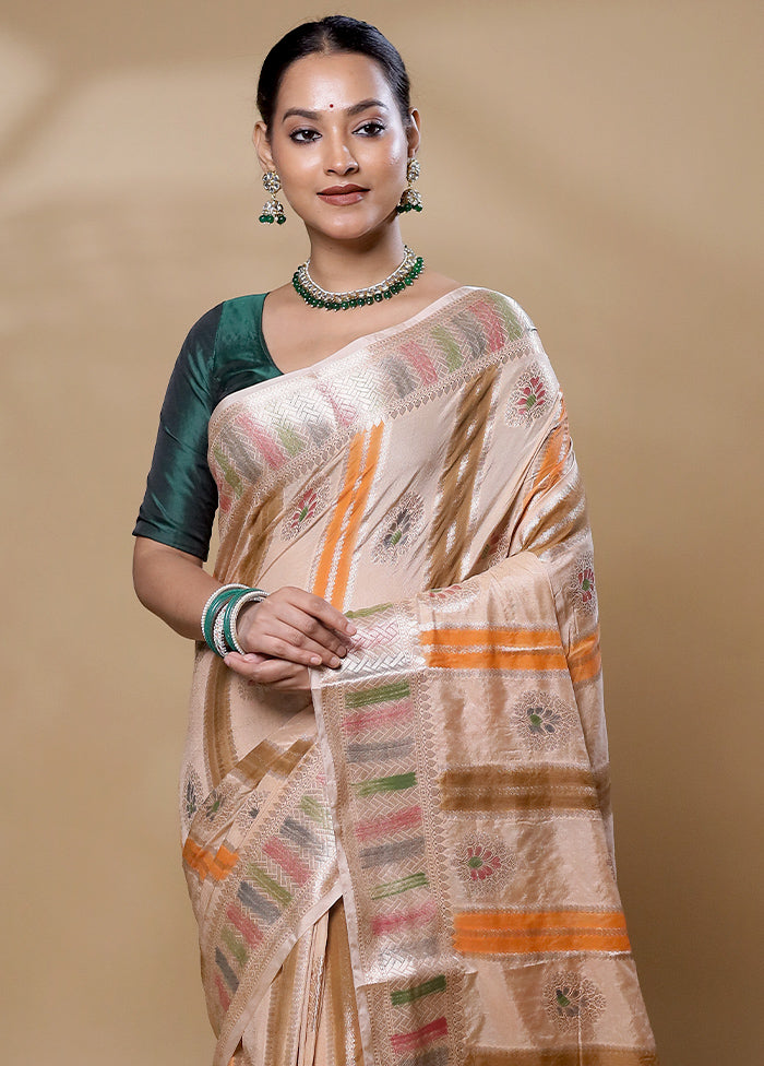 Cream Dupion Silk Saree With Blouse Piece