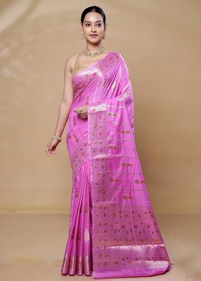 Pink Dupion Silk Saree With Blouse Piece