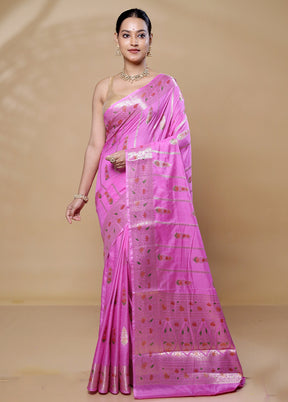 Pink Dupion Silk Saree With Blouse Piece