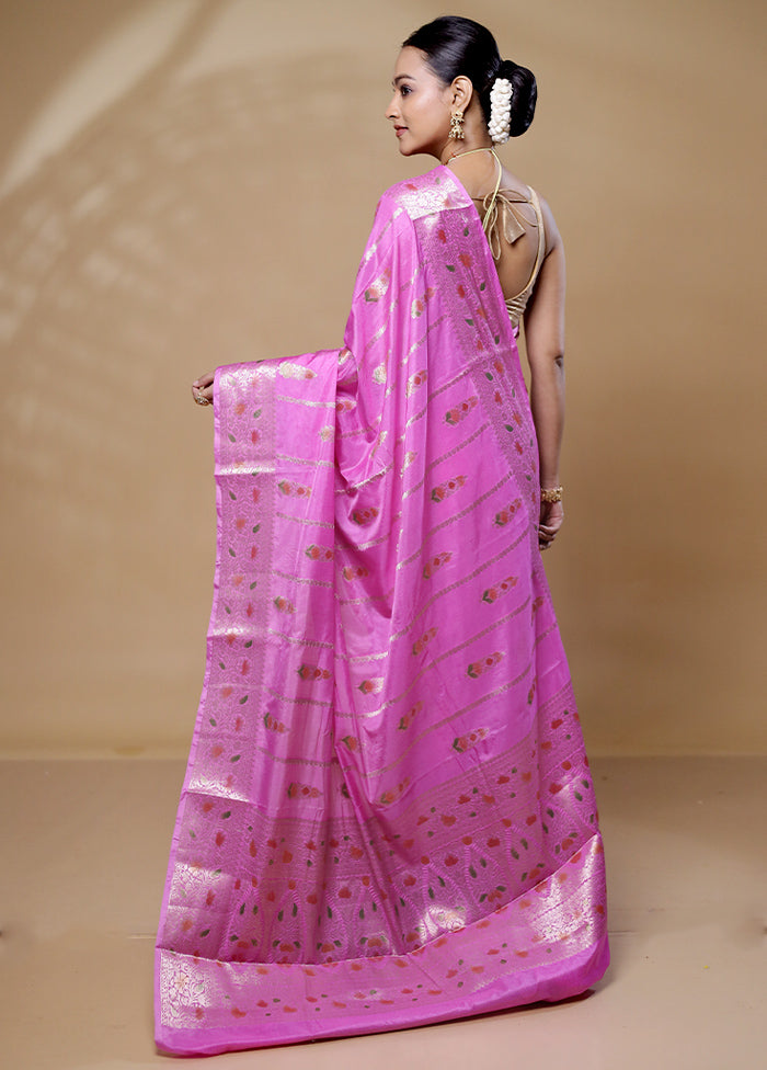 Pink Dupion Silk Saree With Blouse Piece