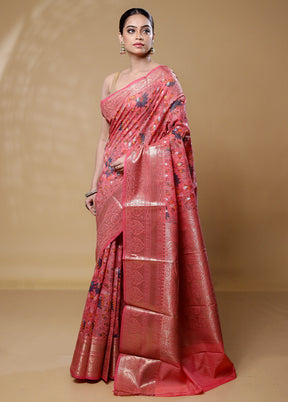 Rust Tussar Silk Saree With Blouse Piece