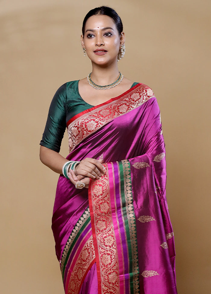 Pink Handloom Katan Pure Silk Saree With Blouse Piece