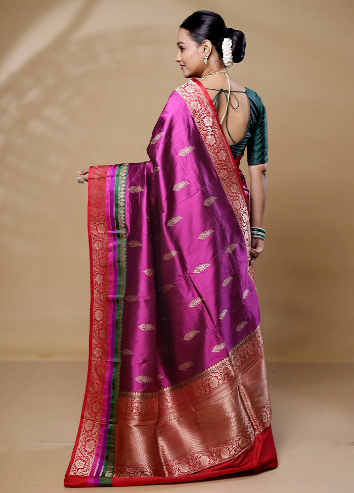 Pink Handloom Katan Pure Silk Saree With Blouse Piece