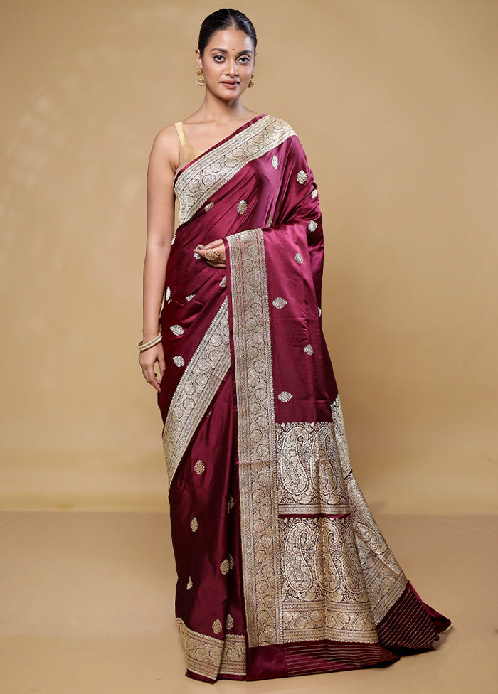 Pink Handloom Katan Pure Silk Saree With Blouse Piece