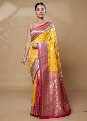 Yellow Uppada Silk Saree With Blouse Piece