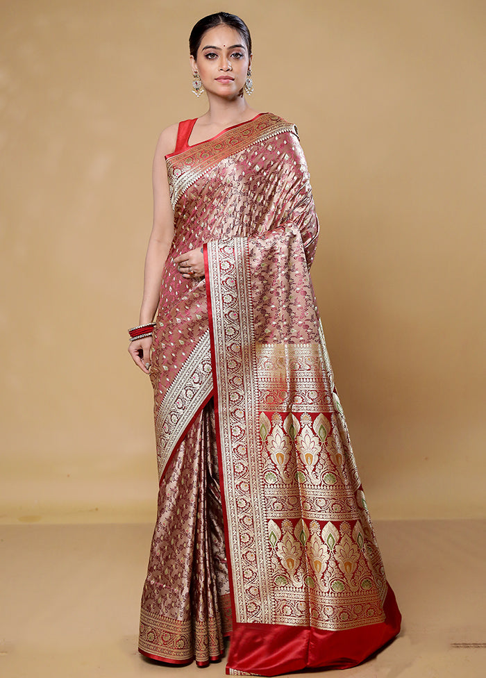 Cream Handloom Tanchoi Pure Silk Saree With Blouse Piece