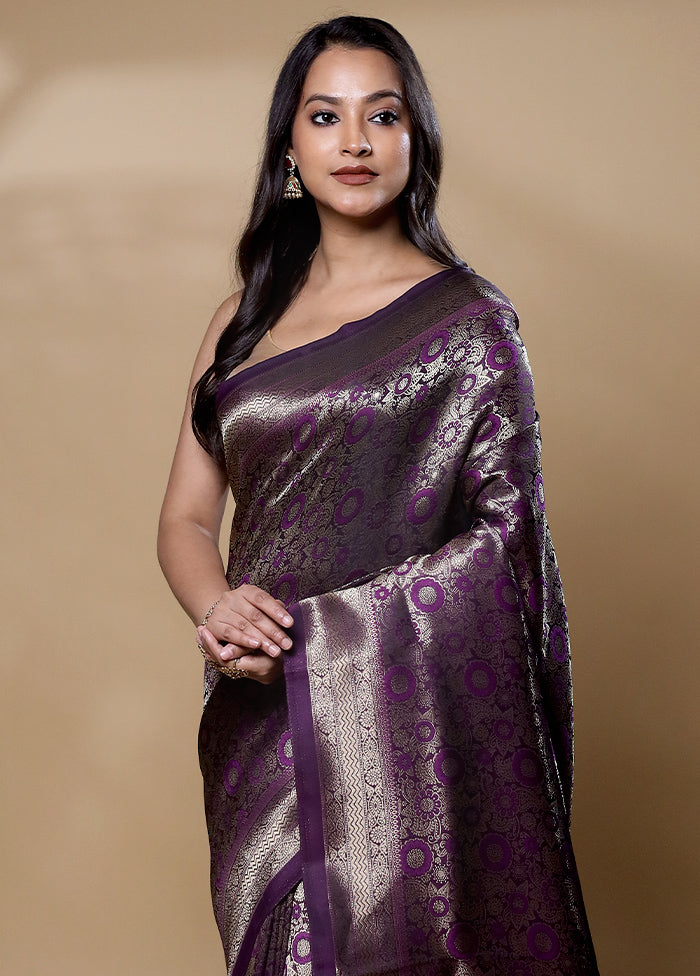 Wine Dupion Silk Saree With Blouse Piece