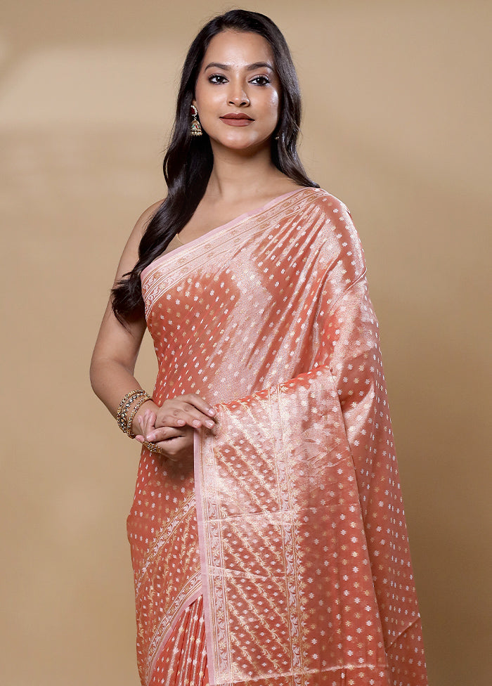 Pink Tissue Silk Saree With Blouse Piece