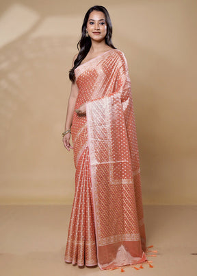 Pink Tissue Silk Saree With Blouse Piece