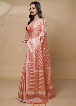 Pink Tissue Silk Saree With Blouse Piece