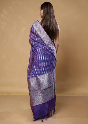 Purple Kora Silk Saree With Blouse Piece