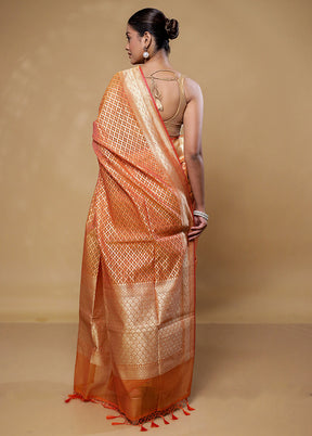 Yellow Kora Silk Saree With Blouse Piece