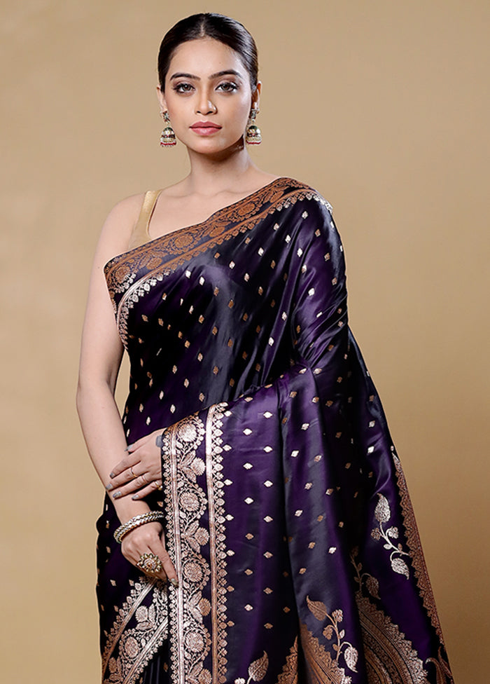 Black Banarasi Silk Saree With Blouse Piece