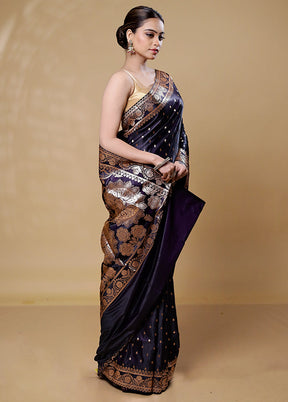 Black Banarasi Silk Saree With Blouse Piece