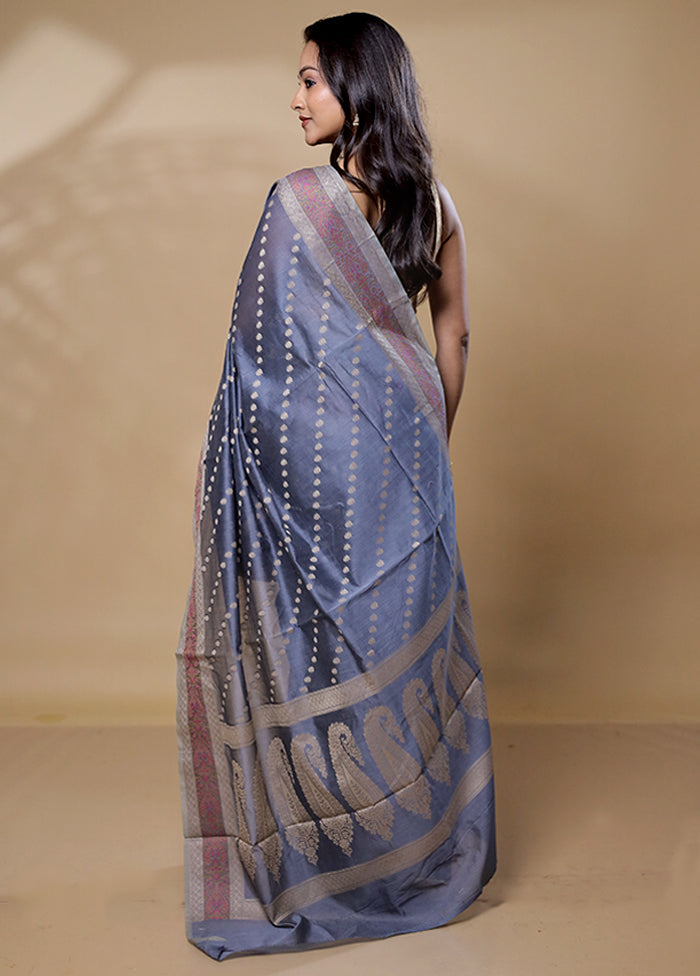 Grey Cotton Saree With Blouse Piece