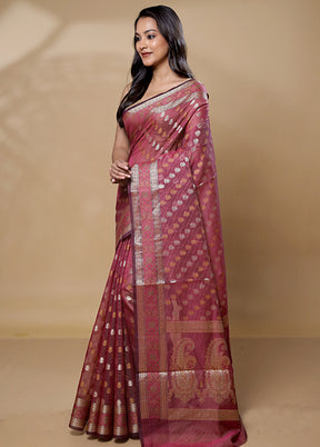 Pink Pure Cotton Saree With Blouse Piece