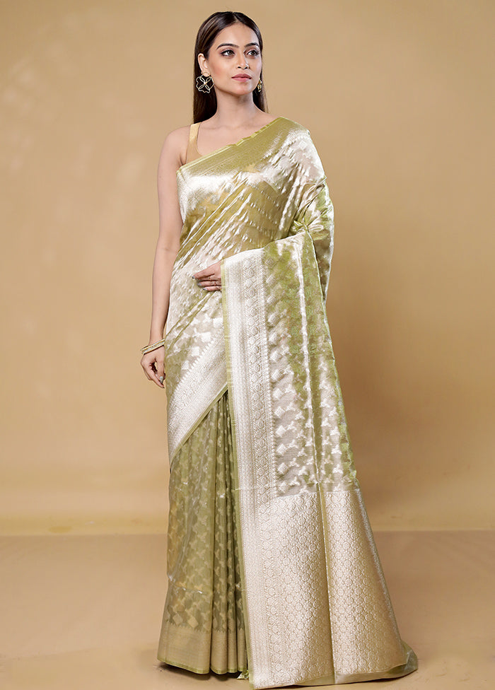 Green Tissue Silk Saree With Blouse Piece