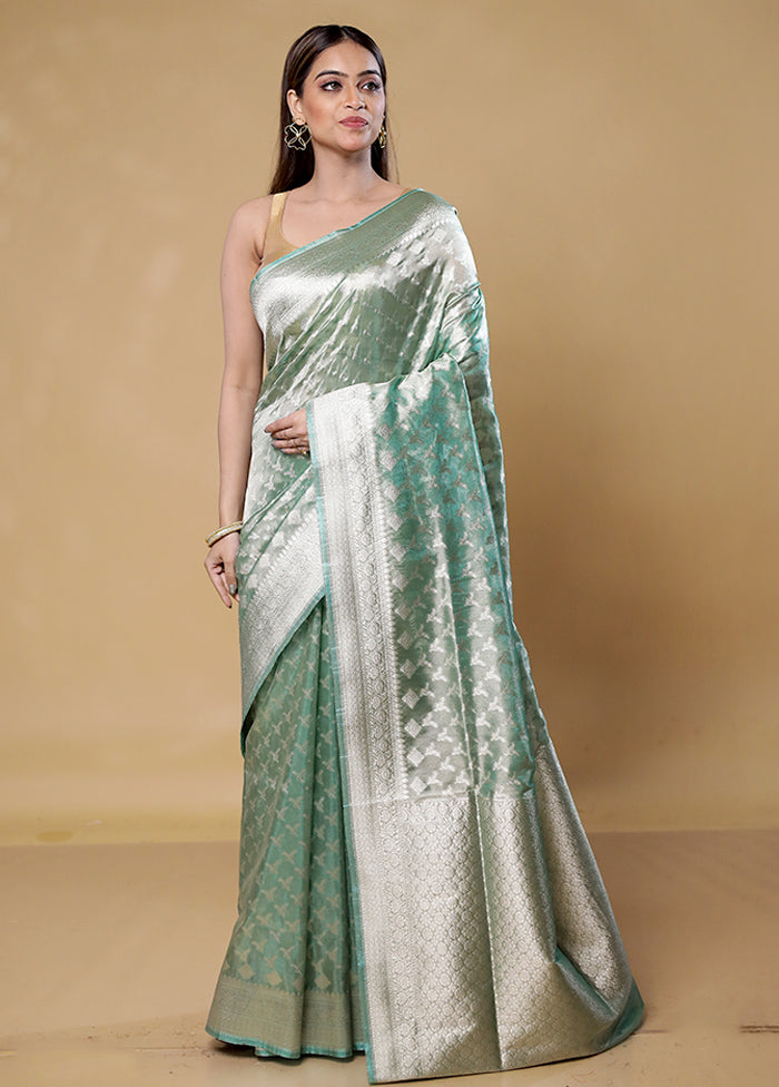 Green Tissue Silk Saree With Blouse Piece