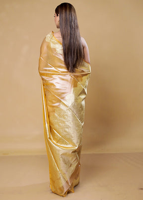 Yellow Tissue Silk Saree With Blouse Piece