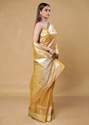 Yellow Tissue Silk Saree With Blouse Piece