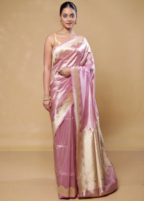 Pink Tissue Silk Saree With Blouse Piece