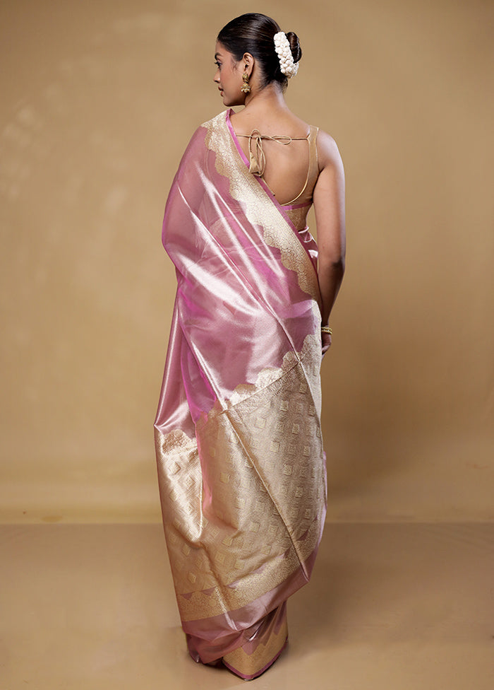 Pink Tissue Silk Saree With Blouse Piece