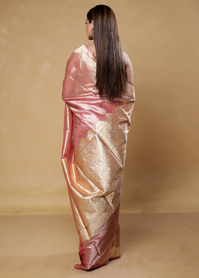 Pink Tissue Silk Saree With Blouse Piece