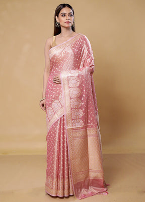 Pink Tissue Silk Saree With Blouse Piece