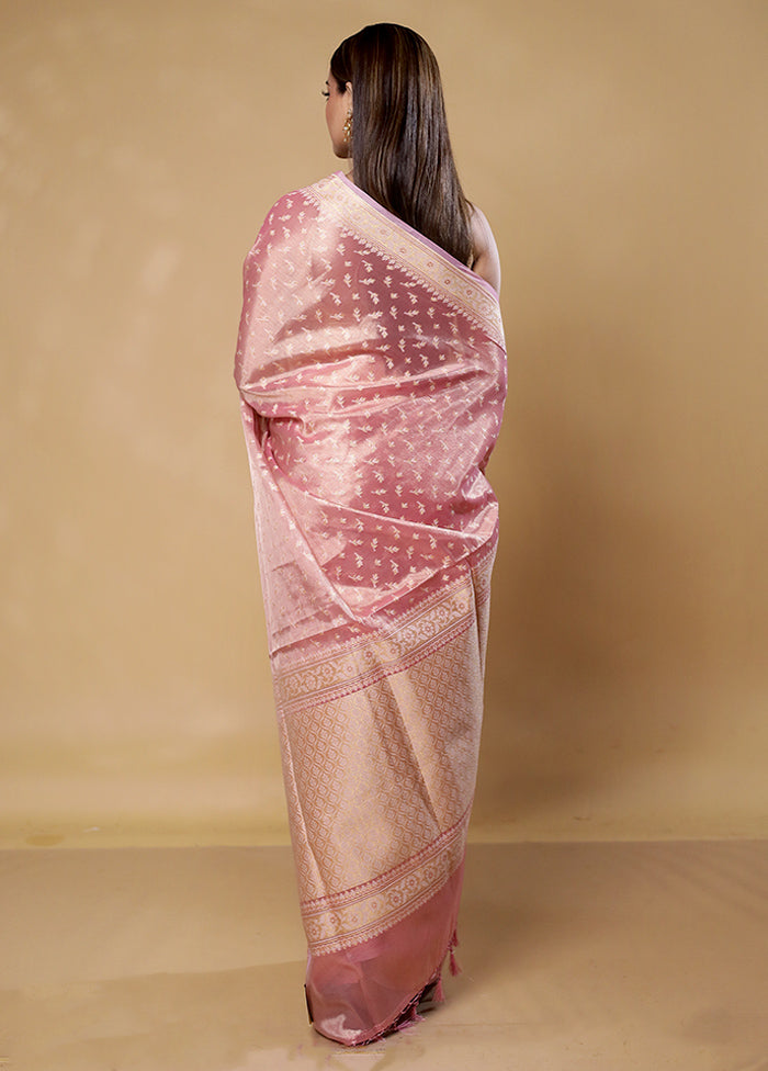 Pink Tissue Silk Saree With Blouse Piece